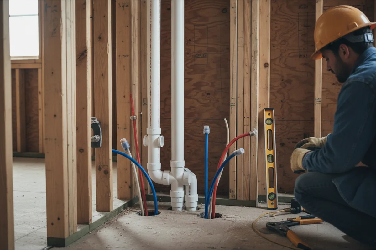 Drain and supply rough-in during Drain Cleaning in Wann